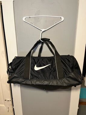 Nike Black Duffel Bag with White Swoosh